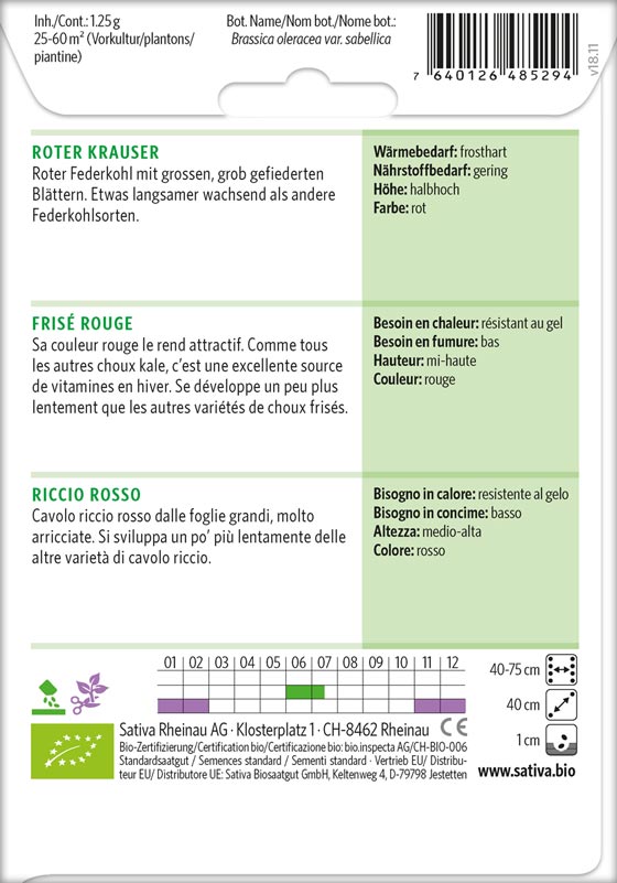 Bio Saatgut Federkohl Roter Krauser Info