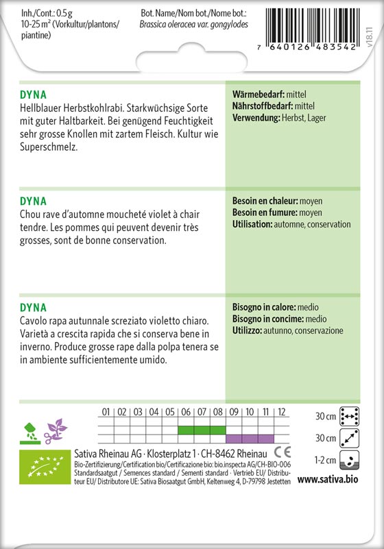 Bio Saatgut Herbstkohlrabi blau Dyna Info