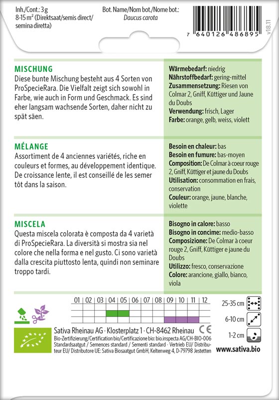 Bio Saatgut Karotte Mischung Info