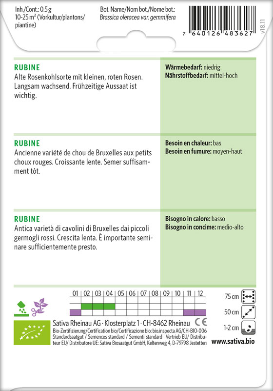 Bio Saatgut Rosenkohl Rubine Info