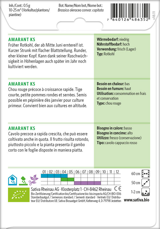 Bio Saatgut Rotkohl Amarantks Info