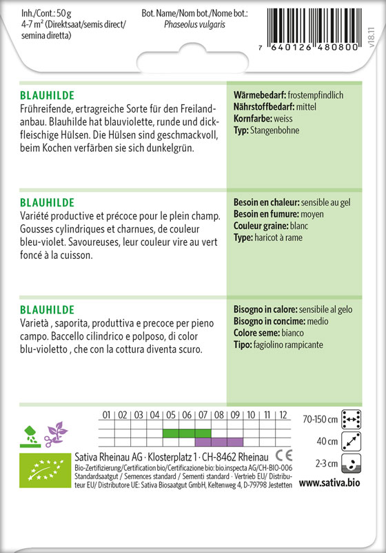 Bio Saatgut Stangenbohne Blauhilde Info